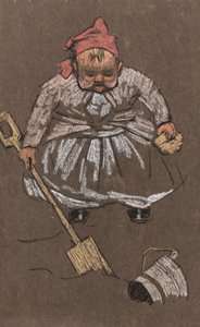 Evangeline, a filha dos artistas, na praia, c.1900 (giz colorido sobre papel)